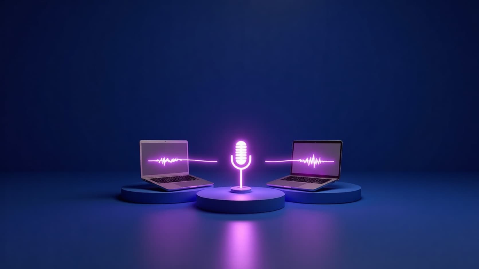 The same local voice dictation running on a Mac and a Windows laptop, connected through one microphone
